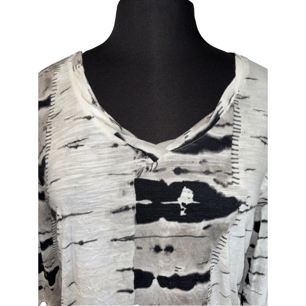 NEW‎ LIV by Habitat Shibori Tie-Dye Crinkle Ruched Tunic Size S White/Black - Picture 4 of 10